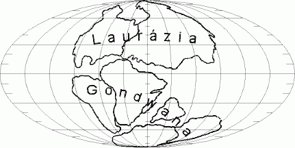 Rozmiestnenie kontinentov pred 150 mil r.
